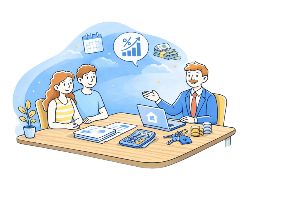 משפחה בפגישה עם יועץ משכנתאות Cash24